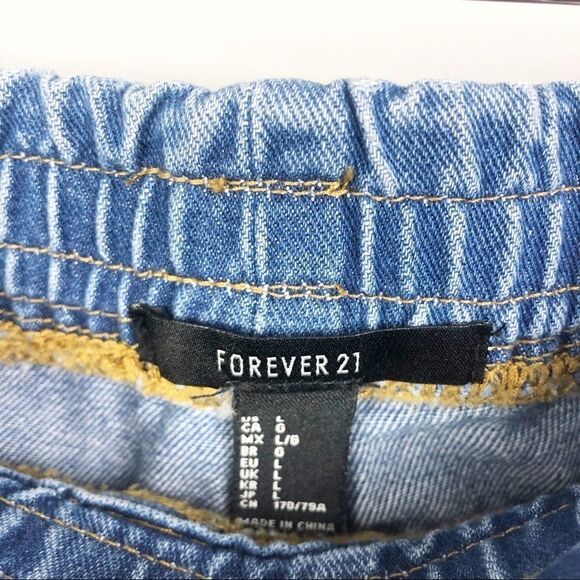 FOREVER 21 | Distressed Pull On Jogger Style Denim Jeans Women’s Size Large - Picture 6 of 9